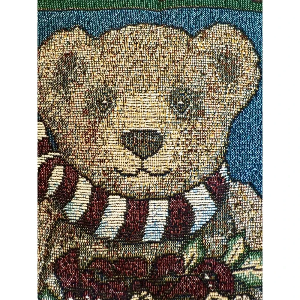 MADISON LANDING Christmas tapestry pillow CHRISTMAS BEAR & CANDY CANES  NWT